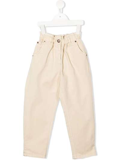 Bonpoint Kids' Sonie High-waisted Trousers In Neutrals