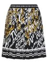 Versace Jeans Couture Pleated Mini Skirt Brush Couture Print In Black,gold