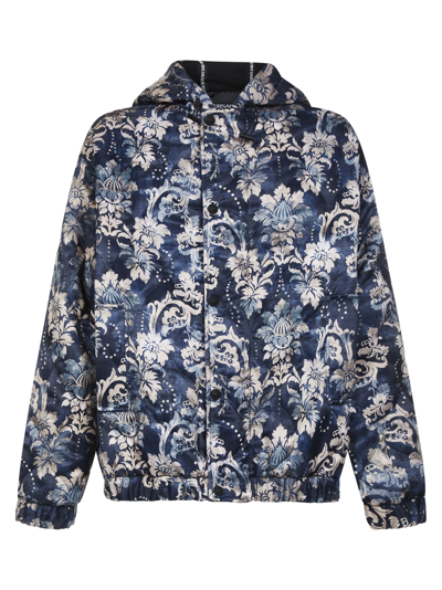 Versace Jeans Couture Floral-print Padded Jacket In Blue