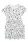 Harper Canyon Kids' Pocket T-shirt Dress In Ivory Egret Dalmatian Spots