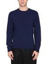 Drumohr Men's Cashmere Sweater With Offset Track Pattern In Blue