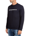 Emporio Armani Cotton Blend Crewneck Sweatshirt In Navy