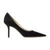Jimmy Choo Logo Pointed High Heels In Butt Black