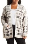 By Design Willow Plaid Pocket Cardigan In Ivory/ White/ Black