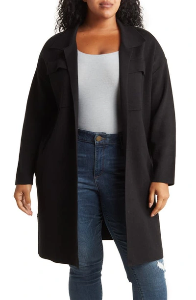 By Design Lola Notch Collar Tunic Cardigan In Black