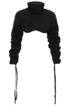 Andreädamo Mohair-blend Turtleneck Crop-top In Black