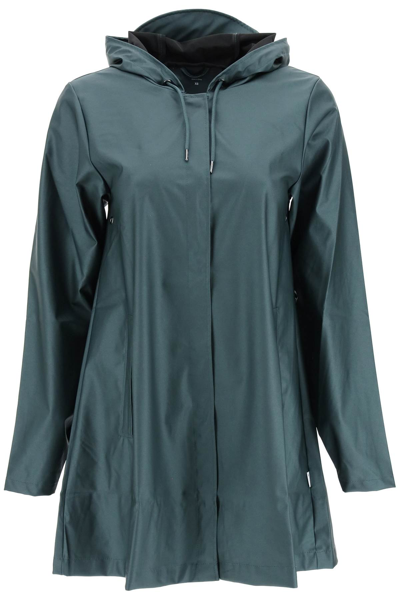 Rains A-line Hooded Shell Jacket In Silver Pine