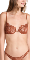 Kiki De Montparnasse Coquette Sheer Lace Demi Bra In Caramel