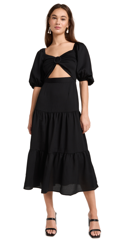 Minkpink Women's Audrey Cutout Puff-sleeve Midi Dress In Black