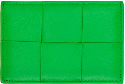 Bottega Veneta Green Leather Credit Card Holder In Parakeet-gold