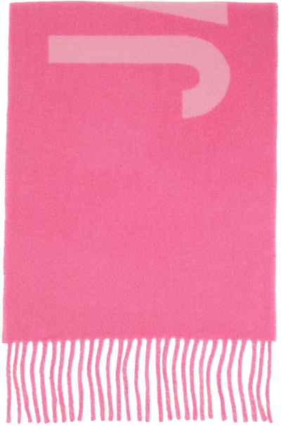 Jacquemus L'écharpe Logo Jacquard Virgin Wool Scarf In Rose
