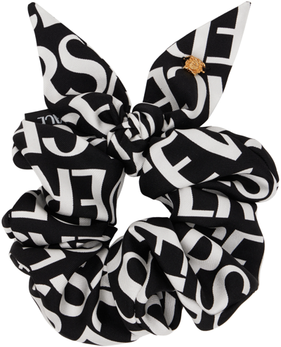 Versace Black & White Silk Scrunchie