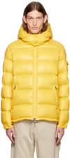 Moncler Maya Lacquered Down Jacket In Yellow