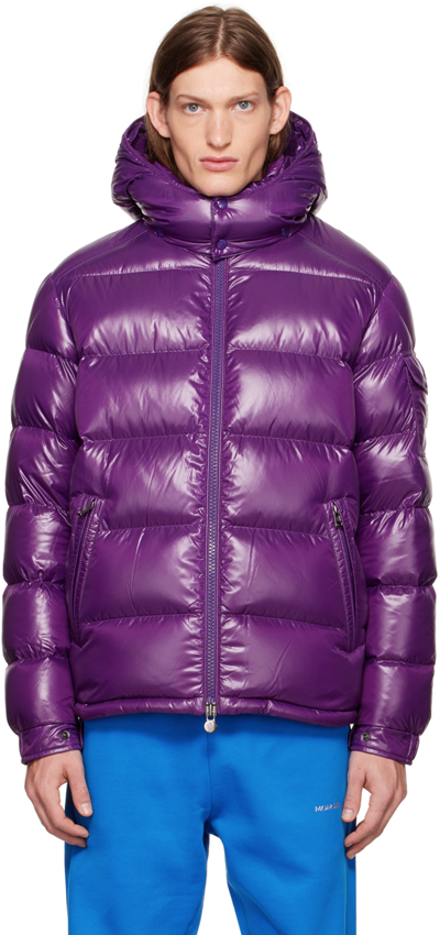 Moncler Maya Quilted Shell Hooded Down Jacket In Purple