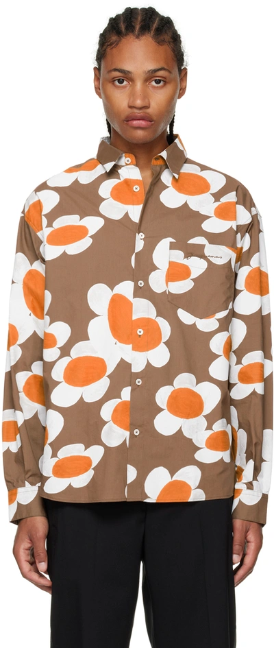 Jacquemus Brown 'le Chemise Fleur' Shirt In Multicolour