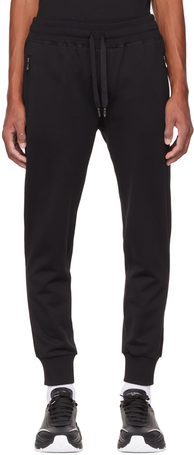 Dolce & Gabbana Drawstring Waist Logo Patch Track Pants In Black