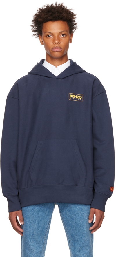Kenzo Navy Paris Oversized Hoodie In 77 - Midnight Blue