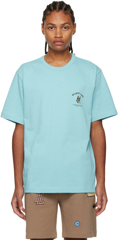 Helmut Lang Blue Societas T-shirt In Topaz - Y4j
