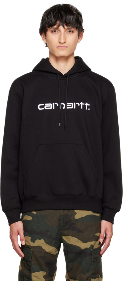 Carhartt Black Embroidered Hoodie In 0d2xx Black / White