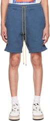 RHUDE BLUE EMBROIDERED SHORTS