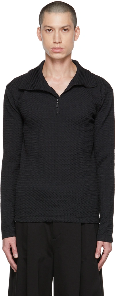 Taakk Black Textured Sweater