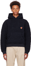 SKY HIGH FARM WORKWEAR NAVY QUILTED HOODIE