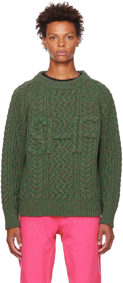 Sky High Farm Workwear Green 'shf' Sweater In Dark Green