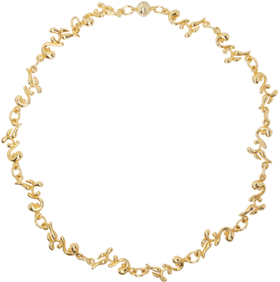 Hannah Jewett Gold Strawberry Barbed Wire Necklace In 18k Gold Plated Over