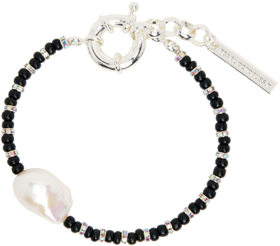 Pearl Octopuss.y Black Pearl Bracelet In Black/silver/pearl