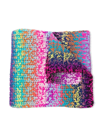Stella Mccartney Kids' Multicolour-knit Scarf In Pink