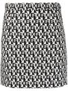Elisabetta Franchi Monogram-print Mini Skirt In Black