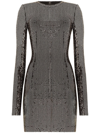 Dolce & Gabbana Silver-tone Sequin Metallic Long-sleeve Mini Dress In Silver