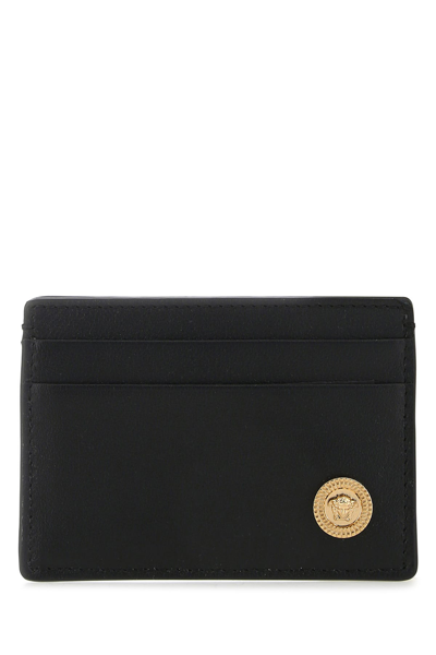 Versace Black Leather Card Holder  Nd  Uomo Tu In Brown