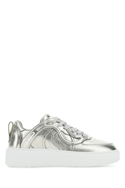 Stella Mccartney Cupsole Metallic Low-top Fashion Sneakers In Grey