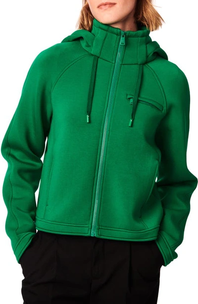 Bernardo On The Go Scuba Knit Hooded Jacket In Kelly Green