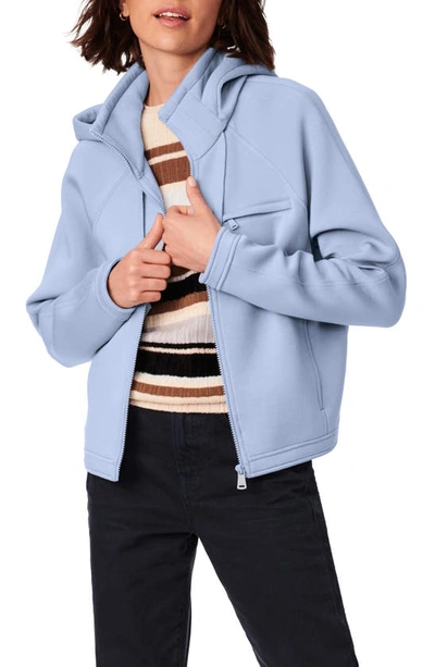 Bernardo On The Go Scuba Knit Hooded Jacket In Aqua Blue