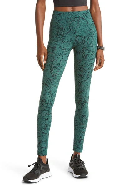 Zella Studio Luxe High Waist Pocket Leggings In Green Bug Elle Print