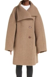 Acne Studios Oschelle Boiled Wool Blend Overcoat In Light Brown