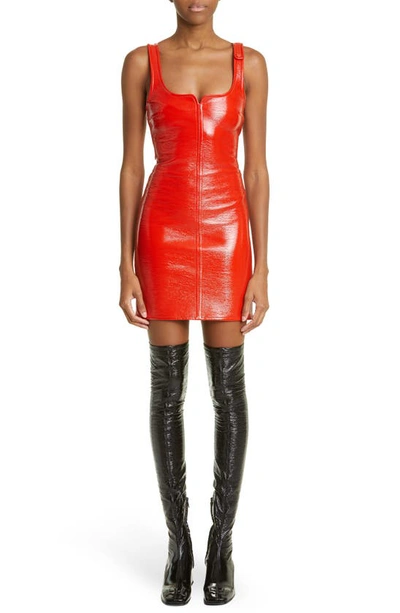 Courrèges Swallow Shiny Vinyl Mini Dress In Rouge Heritage