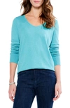 Nic + Zoe Vital V-neck Cotton Blend Sweater In Nocolor