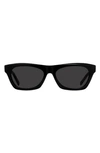 Givenchy Day 55mm Square Sunglasses In Shiny Black / Smoke