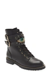 Kurt Geiger Hackney Buckle-embellished Leather Ankle Boots In Black