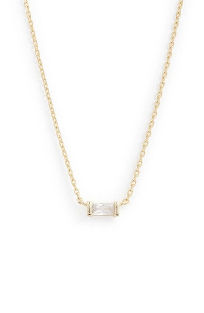 Kendra Scott Juliette Baguette Cubic Zirconia Adjustable Pendant Necklace In 14k Gold Plated, 19 In White Crystal