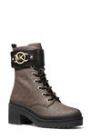 Michael Michael Kors Rory Monogram-print Combat Boots In Black/ Brown