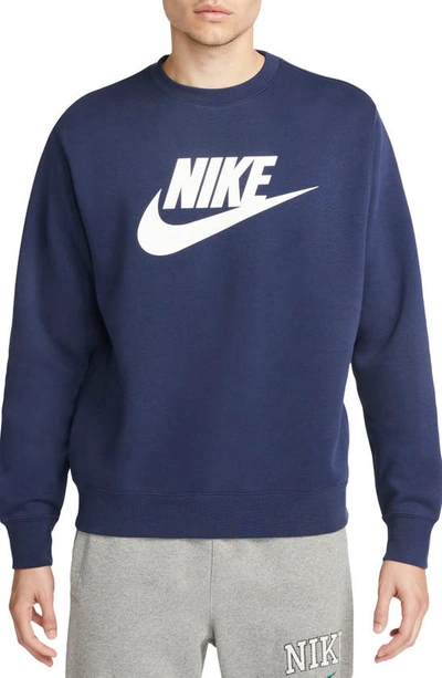 Nike Men's  Sportswear Club Fleece Graphic Crew In Blue
