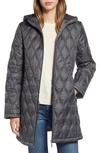 Gallery Quilted Water Resistant Hooded Coat In Asphalt