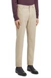 Zegna City Fit Stretch Cotton Pants In Beige