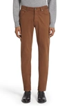 Zegna City Fit Stretch Cotton Pants In Vicuna