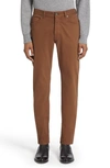 Zegna City Fit Stretch Cotton Pants In Brown
