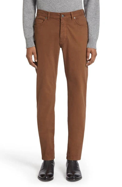 Zegna City Fit Stretch Cotton Pants In Vicuna